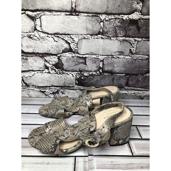 Cole Haan Grand OS Taupe Shimmer Leather Open Block Heel Sandals 5B US/35.5EU - Picture 10 of 16